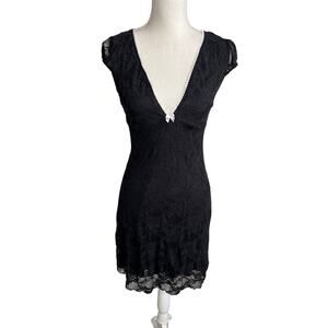 Y2k ragdoll black lace mini dress whimsigoth size small fitted gothic feminine